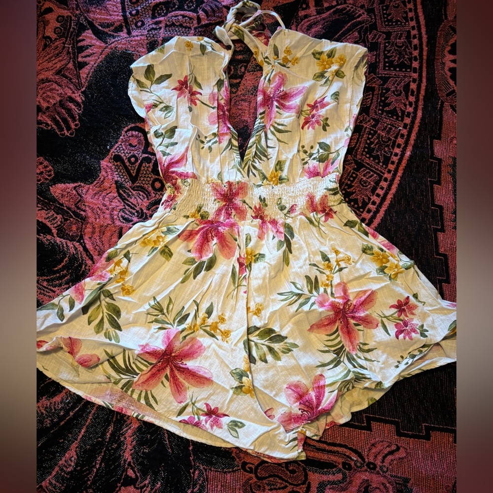 Floral Pink and Green Jumpsuit